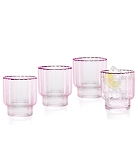 Qualia Glass Cranberry Double Old-Fashioned Glasses, Set of 4