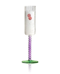 Qualia Glass Mardi Gras All Purpose Champagne Flutes, Set of 4