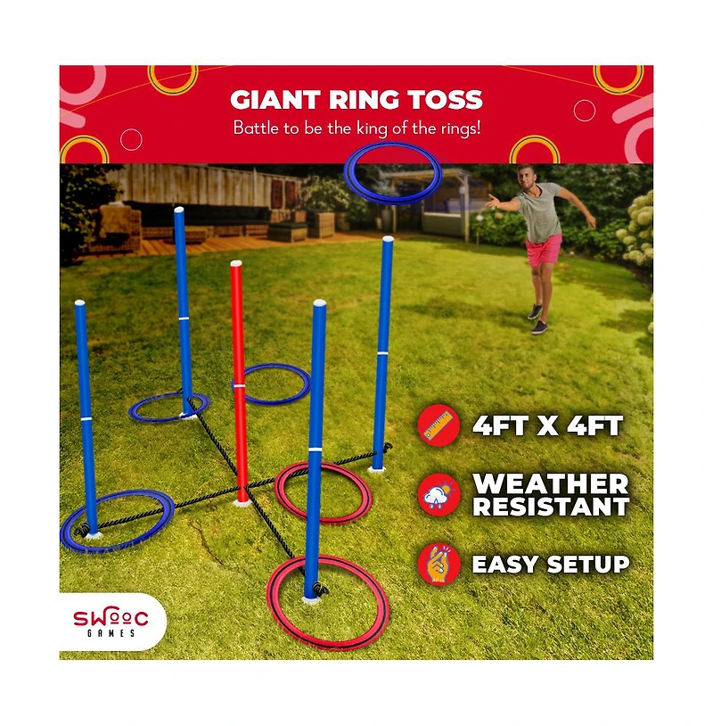 Swooc Games - King Toss | Giant Ring Toss Game for Kids and Adults (4 x 4ft) | Weatherproof Giant Outdoor Games for Adults and Family