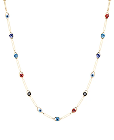 Unwritten Multi Color Evil Eye Paperclip Necklace