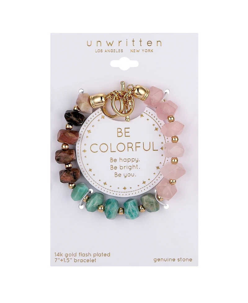 Unwritten Rose Quartz Amazonite Rhodonite Stone Bracelet