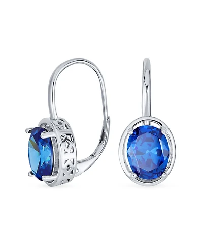 Bling Jewelry Oval Cz Drop Earrings Lever Back Sterling Silver