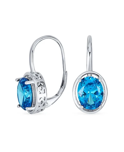 Bling Jewelry Cubic Zirconia Purple 3.60 Ct. Oval 9MM X 7MM Cz .925 Sterling Silver Filigree Style Dangle Drop Earrings Lever Back