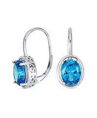 Bling Jewelry Cubic Zirconia Purple 3.60 Ct. Oval 9MM X 7MM Cz .925 Sterling Silver Filigree Style Dangle Drop Earrings Lever Back