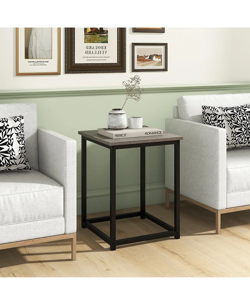 Gymax Round Nesting Table Set of 3 Coffee Table w/ 2 End Tables Sturdy Metal Frame