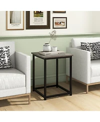 Gymax Round Nesting Table Set of 3 Coffee Table w/ 2 End Tables Sturdy Metal Frame