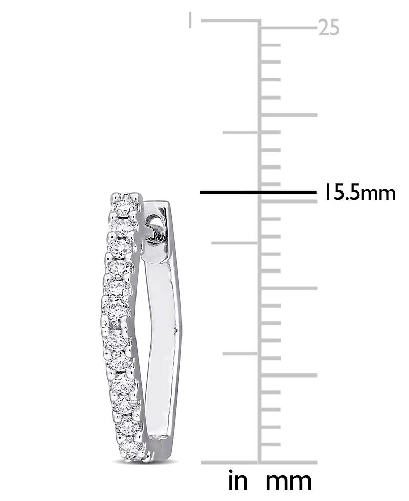 Moissanite Hexagon Small Hoop Earrings (1/3 ct. t.w.) in Sterling Silver, 0.6"