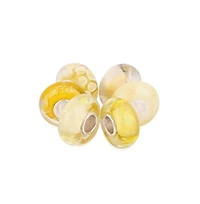 Bling Jewelry Mixed Set Of Bundle .925 Sterling Silver Core Translucent Shades Of White Yellow Floral Murano Glass Swirl Charm Bead Spacer Fits Europe