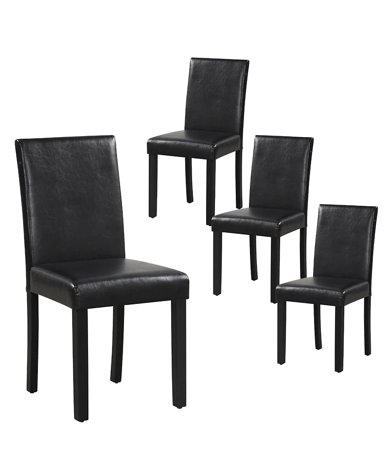 Gymax Dining Chair Set of 4 w/ Acacia Wood Frame & Rubber Wood Legs Padded Backrest Brown