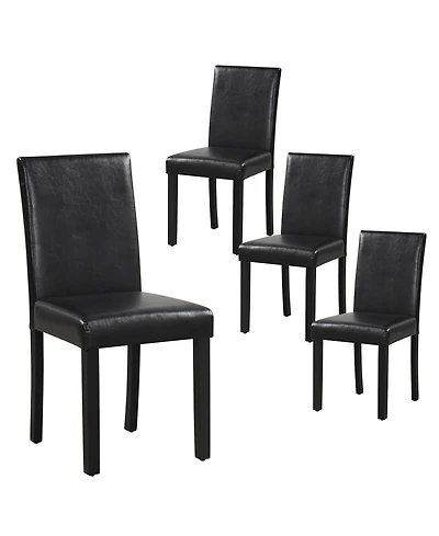 Gymax Dining Chair Set of 4 w/ Acacia Wood Frame & Rubber Wood Legs Padded Backrest Brown