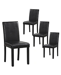 Gymax Dining Chair Set of 4 w/ Acacia Wood Frame & Rubber Wood Legs Padded Backrest Brown