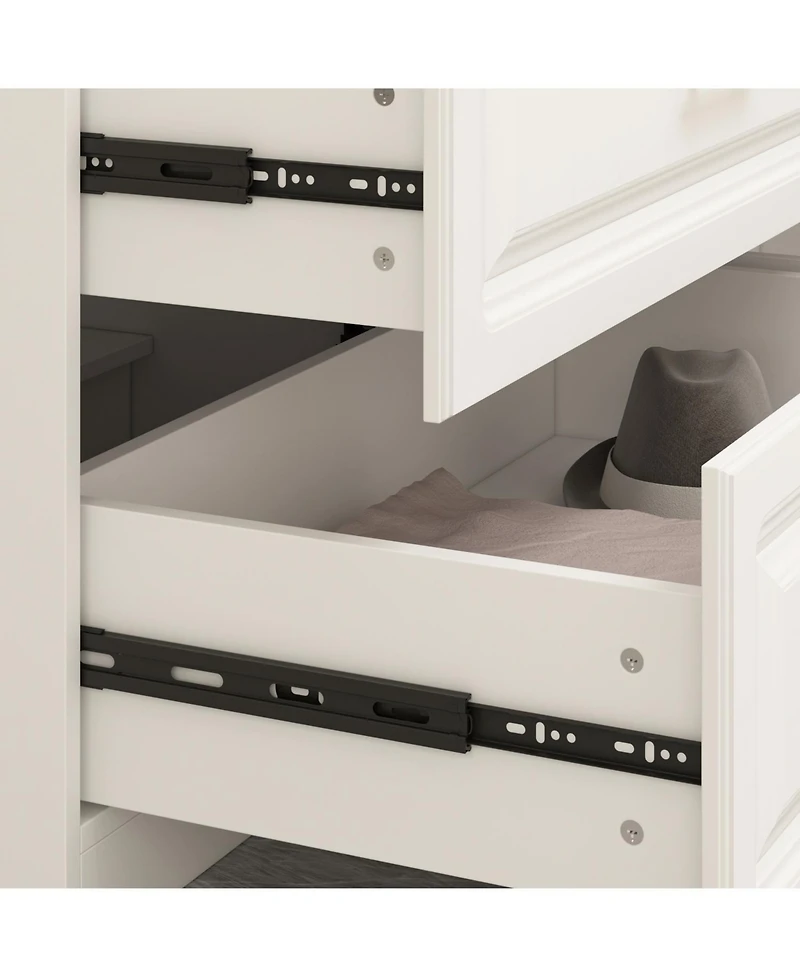 Famapy White 6-Door Big Wardrobe Armoires with Hanging Rod, 4-Drawers