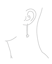 Bling Jewelry Long Linear Lightweight Heart Chain Threader Earrings .925 Sterling Silver Stabilizing U Hook