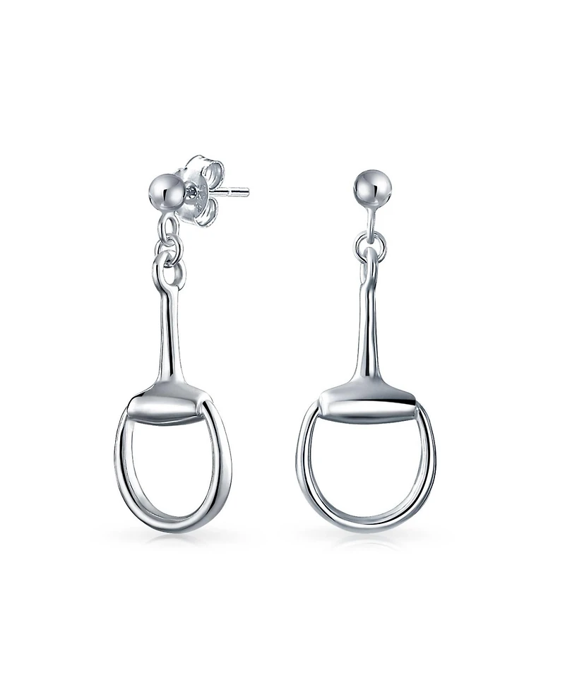 Bling Jewelry Equestrian Cowgirl Dangle Equine Gift Horse bit Earrings Western .925 Sterling Silver