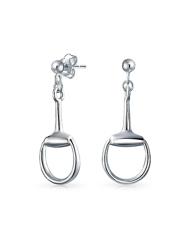 Bling Jewelry Equestrian Cowgirl Dangle Equine Gift Horse bit Earrings Western .925 Sterling Silver