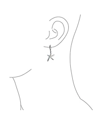 Bling Jewelry Nautical Aquatic Tropical Beach Vacation Iridescent Created Opal Inlay Starfish Dangle Drop Lever back Earrings Sterling Silver