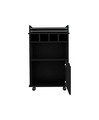 Sims Coffee & Bar Cart 35" H , 4 wheels, Division for bottles, Central Shelf, Drawer with Openwork Door Handle