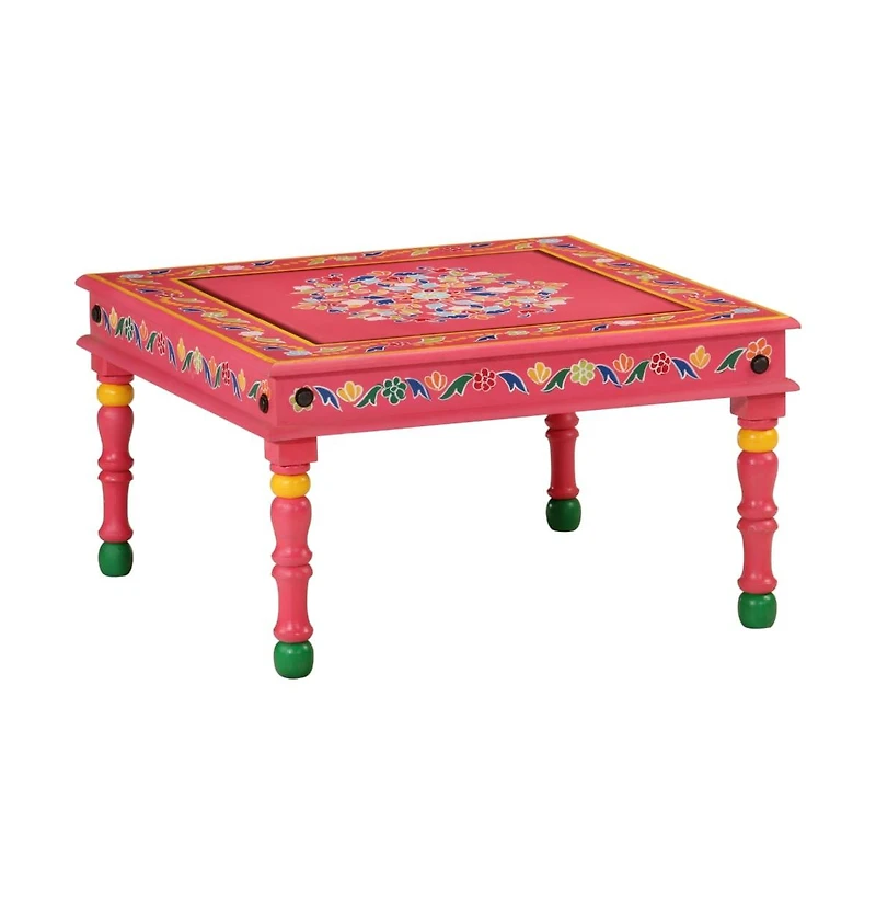 vidaXL Coffee Table Pink Hand Painted Solid Wood Mango
