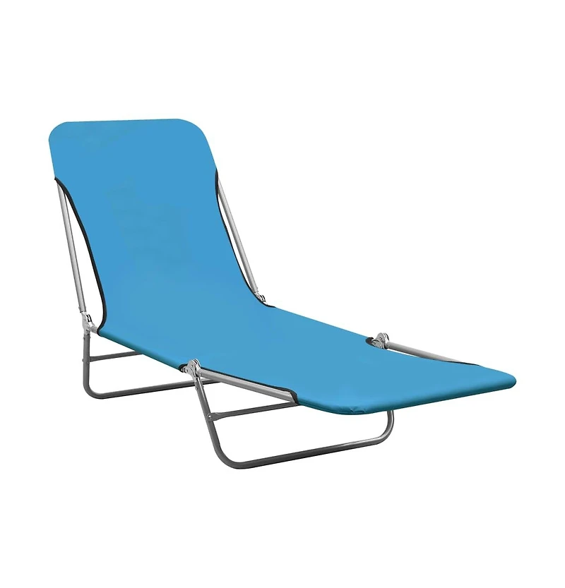 vidaXL Folding Sun Loungers 2 pcs Steel and Fabric Blue