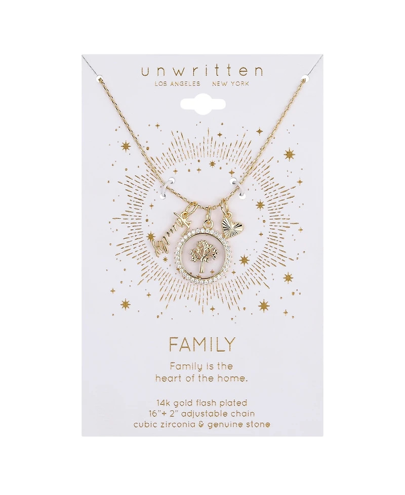 Unwritten Cubic Zirconia Family Tree Charm Pendant Necklace