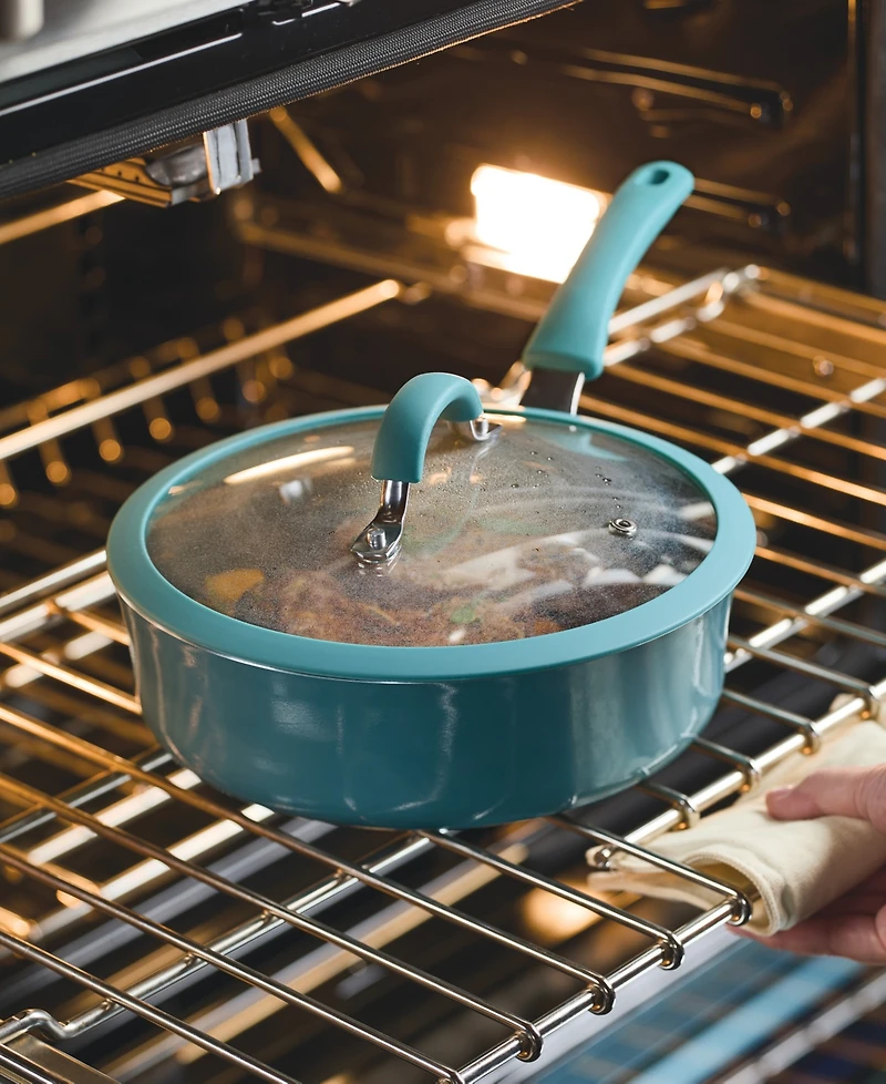 Rachael Ray Cook + Create Aluminum Nonstick Saute Pan with Lid, 3 Quart