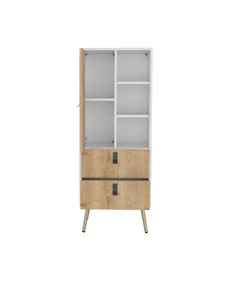 Toka Dresser 52"H Stylish Bedroom Storage Solution with 3 Open Shelves, 2 Drawers, and 1 Door
