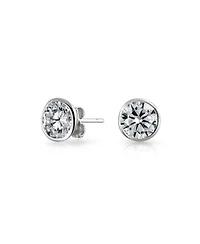 Bling Jewelry Modern Classic Minimalist Solitaire Cubic Zirconia Front Cz Back Ear Jackets Stud Earrings .925 Sterling Silver