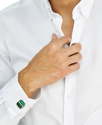 Effy Men's Malachite & Diamond (1/6 ct. t.w.) Cufflinks in Gold-Plated Sterling Silver
