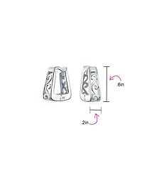 Bling Jewelry Square Pyramid Shaped Scroll Swirl Filigree Kpop Huggie Earrings Hoop Gold Plated Sterling Silver