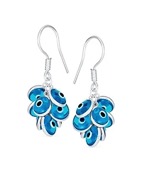 Bling Jewelry Spiritual Protection Round Multi Color Multiple Cluster Evil Eye Charms Dangle Earrings For Women Glass .925 Sterling Silver Made Tur