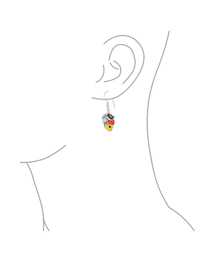 Bling Jewelry Spiritual Protection Round Multiple Cluster Evil Eye Charms Dangle Earrings Sterling Silver Fish Hook