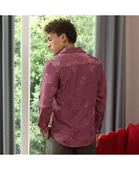 Campus Sutra Men's Rouge Pink Self-Design Floral Shirt