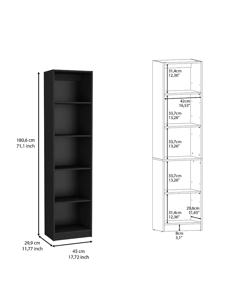 Vinton Xs Bookcase Compact Bookshelf with Multiple Shelves