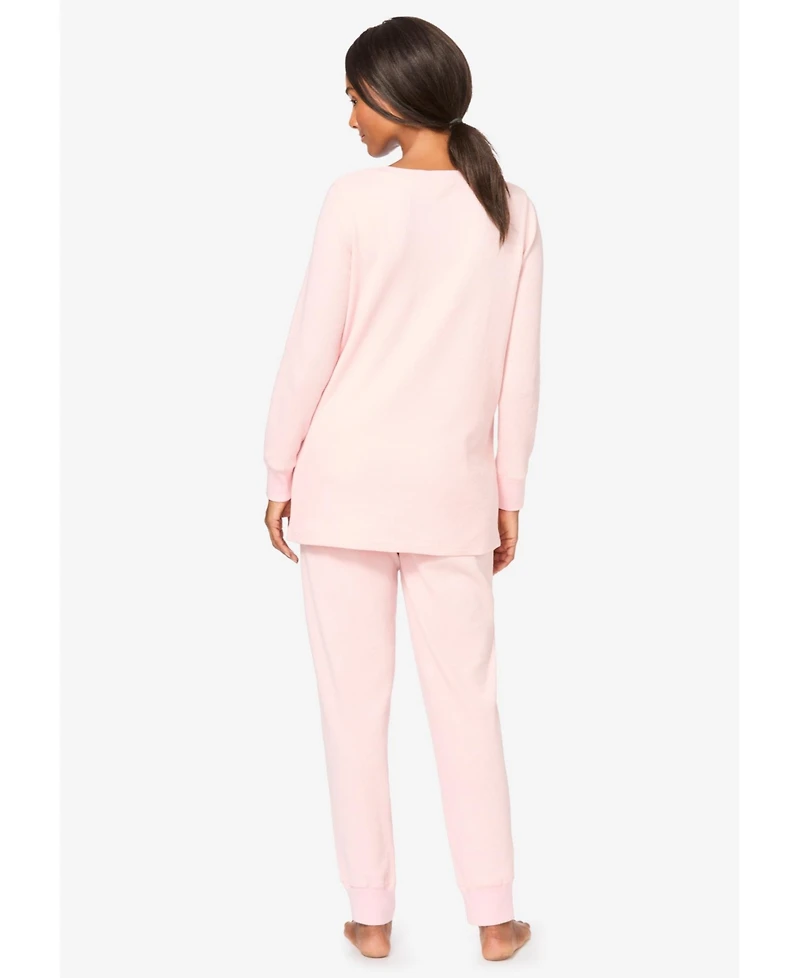 Dreams & Co. Women's Thermal Henley Pajama Set