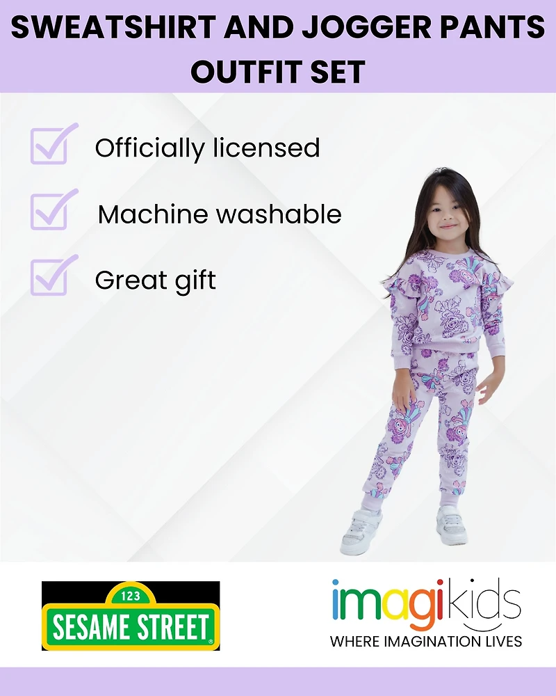 Sesame Street Toddler Girls French Terry Sweatshirt and Pants Outfit Set