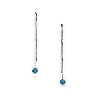 Bling Jewelry Blue Nazar Evil Eye Murano Glass Spiritual Thin Chain Threader Earrings .925 Sterling Silver