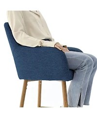 Linen Armrest Counter Height Stools Set of 2 with Back for Kitchen Island-Maison Boucle