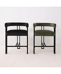 Velvet Counter Stool,Boasting Curved Frame Armrest Stool with Three Legs(1PK)-Maison Boucle