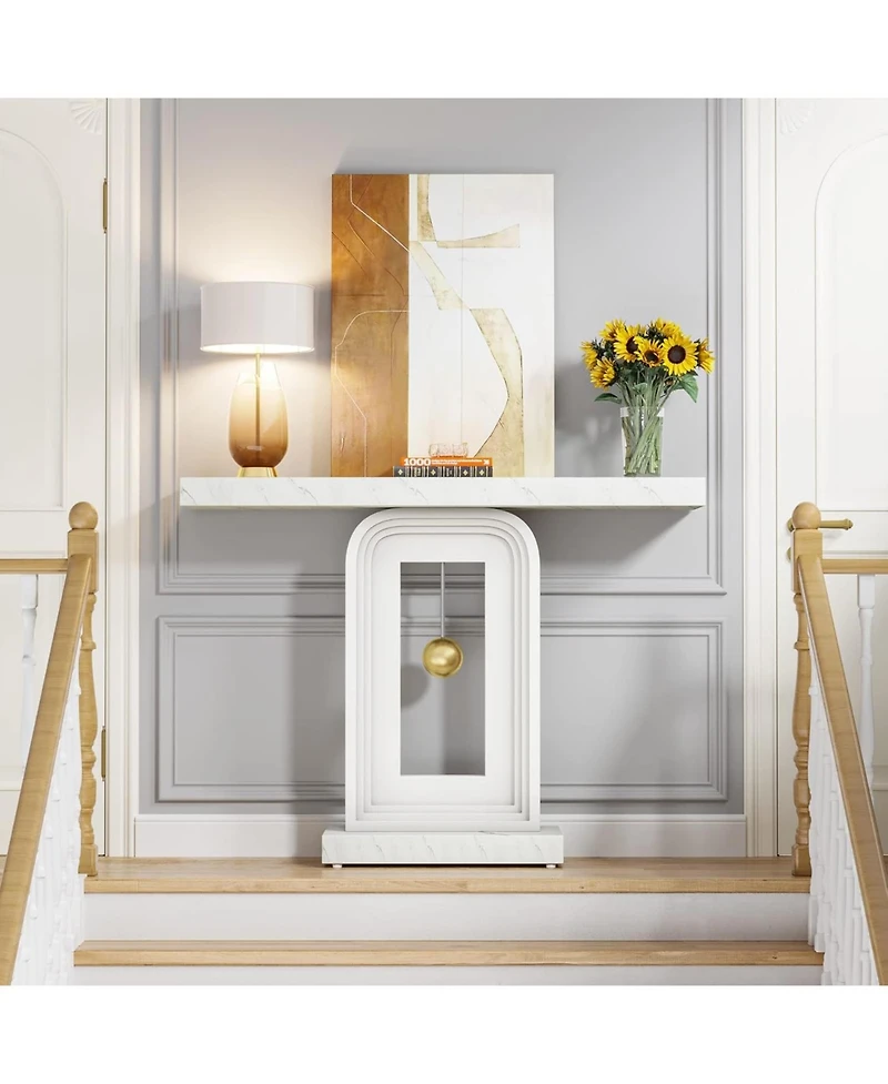 Tribesigns Modern Console Table, 40 Inches Narrow Sofa Entryway Table with Pendulum Shape Base, Contemporary Wood Accent Table for Living Room Hallway