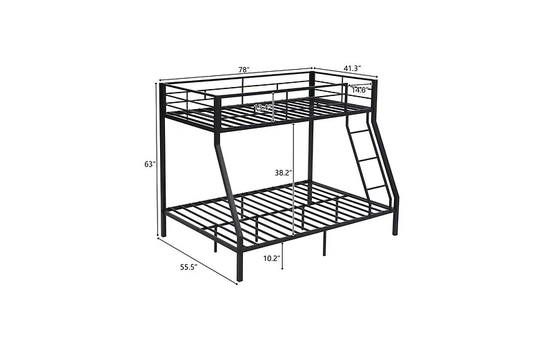 Slickblue Twin Over Full Metal Bunk Bed – Sturdy Bunk for Kids, Teens, and Adults