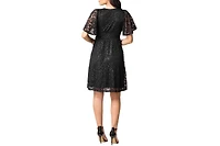 Kiyonna Women's Starry Sequin Lace V-Neck Cocktail Dress with Pockets