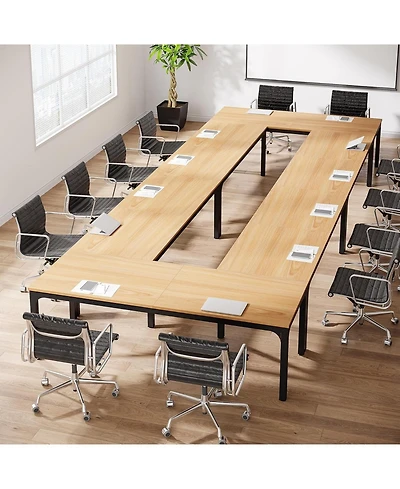 Tribesigns 78.74-Inch Conference Table Set of 6, 19FT Room Table, Large Rectangle Meeting Seminar for 16-22 Person, Long Business
