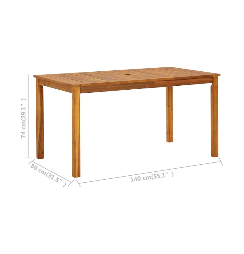 vidaXL Patio Table 55.1"x31.5"x29.1" Solid Acacia Wood