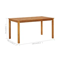 vidaXL Patio Table 55.1"x31.5"x29.1" Solid Acacia Wood