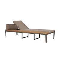 vidaXL Sun Lounger with Cushions Solid Acacia Wood Brown