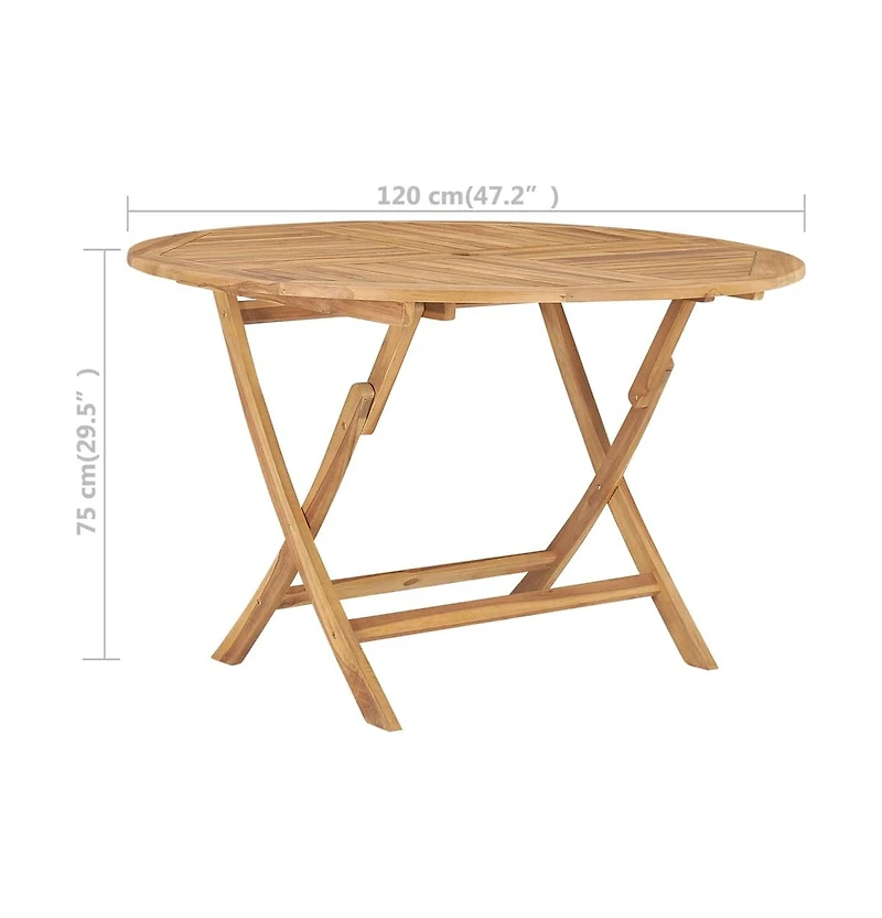 vidaXL Folding Patio Table 47.2" Solid Teak Wood