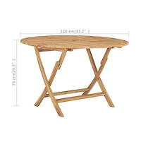 vidaXL Folding Patio Table 47.2" Solid Teak Wood