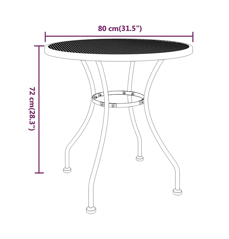 vidaXL Patio Table 31.5"x28.3" Expanded Metal Mesh Anthracite