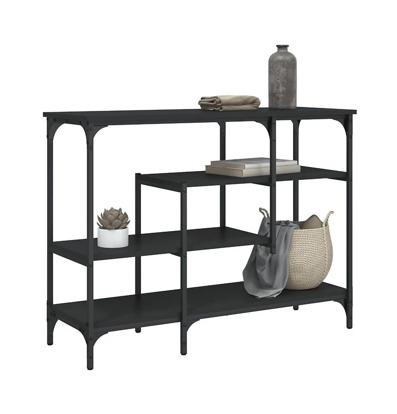 vidaXL Console Table with Shelves Black 39.4"x13.8"x29.5"
