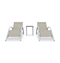vidaXL Sun Loungers 2 pcs with Table Aluminum Cream
